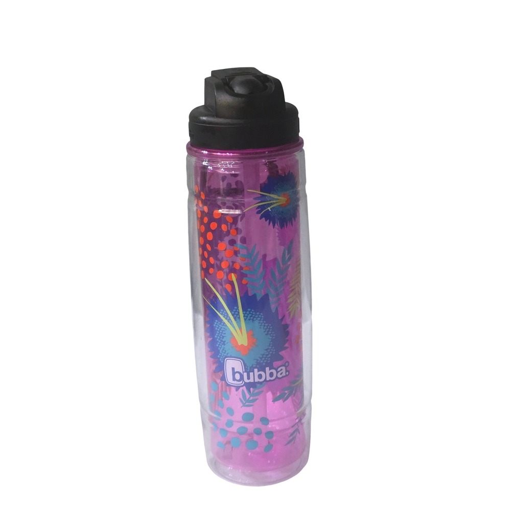 Bubba Envy Pink Floral Insulated Water Bottle Flip Straw Lid 24oz Carry Loop